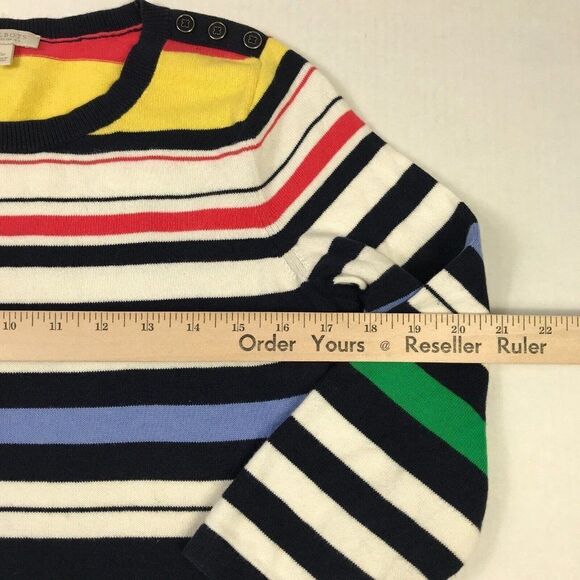 Talbots Cotton Nautical Sweater Striped 3/4 Sleeve Crew Neck Pullover PM Petites - Picture 8 of 11